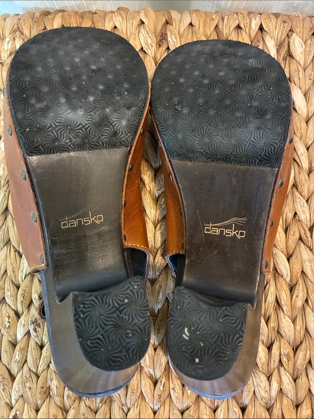 Dansko Cognac Leather Cutout Slingback Clogs with Block Heel - Picture 7 of 8